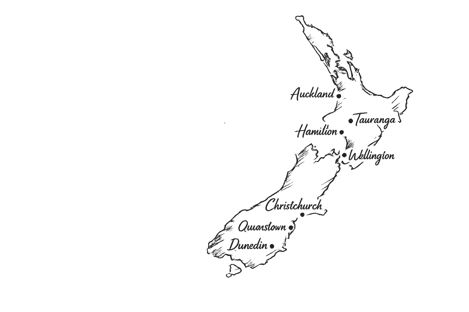 Map of New Zealand Areas We Serve
